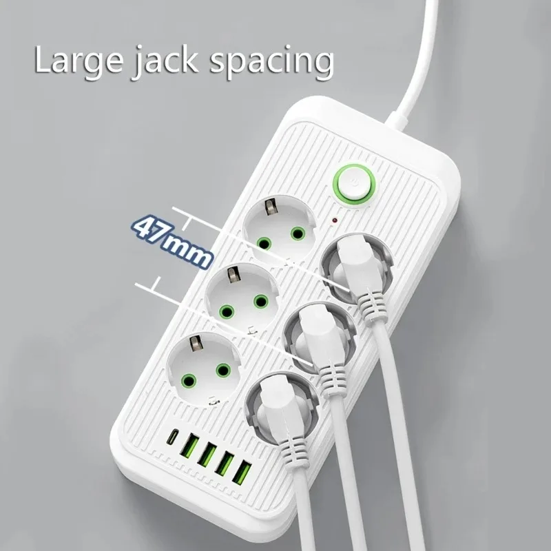 Multitap Power Strip AC Outlet 2m Extension Cord Electrical Power Strip With USB TypeC Smart Home Network Filter Adapter EU Plug