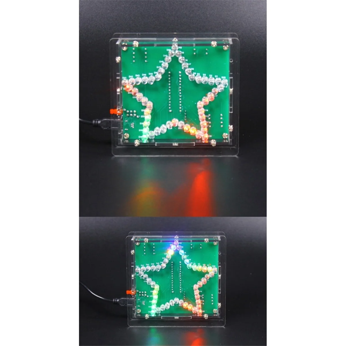 DIY Electronic Kit Soldering Suite Colorful Five-Pointed Star LED Flashing Marquee Light Circuit Board Kit, with Shell