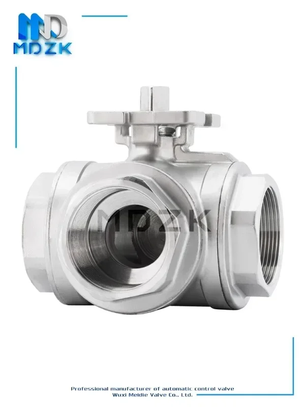 MDZK Pneumatic and Electric Headless High Platform Threaded Stainless Steel Three way L-shaped T-shaped Ball Valve