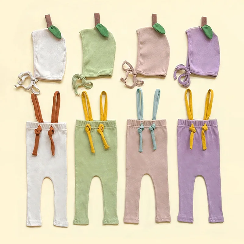 

Baby Clothing 2024 Summer Clothes Newborn Suspenders Hat Suit Boys and Girls Korean Style Solid Color Onesie Sweet Romper