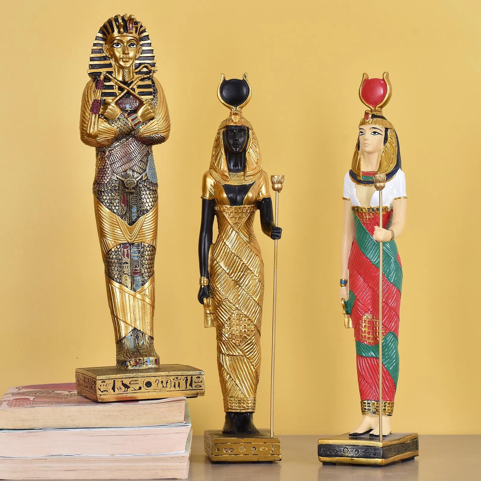 Egyptian Pharaoh Gold Mask Resin Carving Crafts Isis Goddess Pet Graveyard Patron Saint Home Entrance Decoration