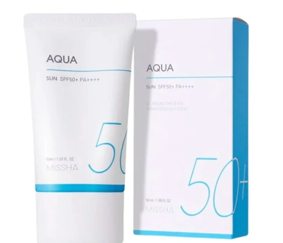 Missha-Creme Hidratante CC, Protetor Solar Facial Corporal, Tudo ao Redor, Bloco Seguro, Aqua Sun, SPF50 +, PA +++, 50ml