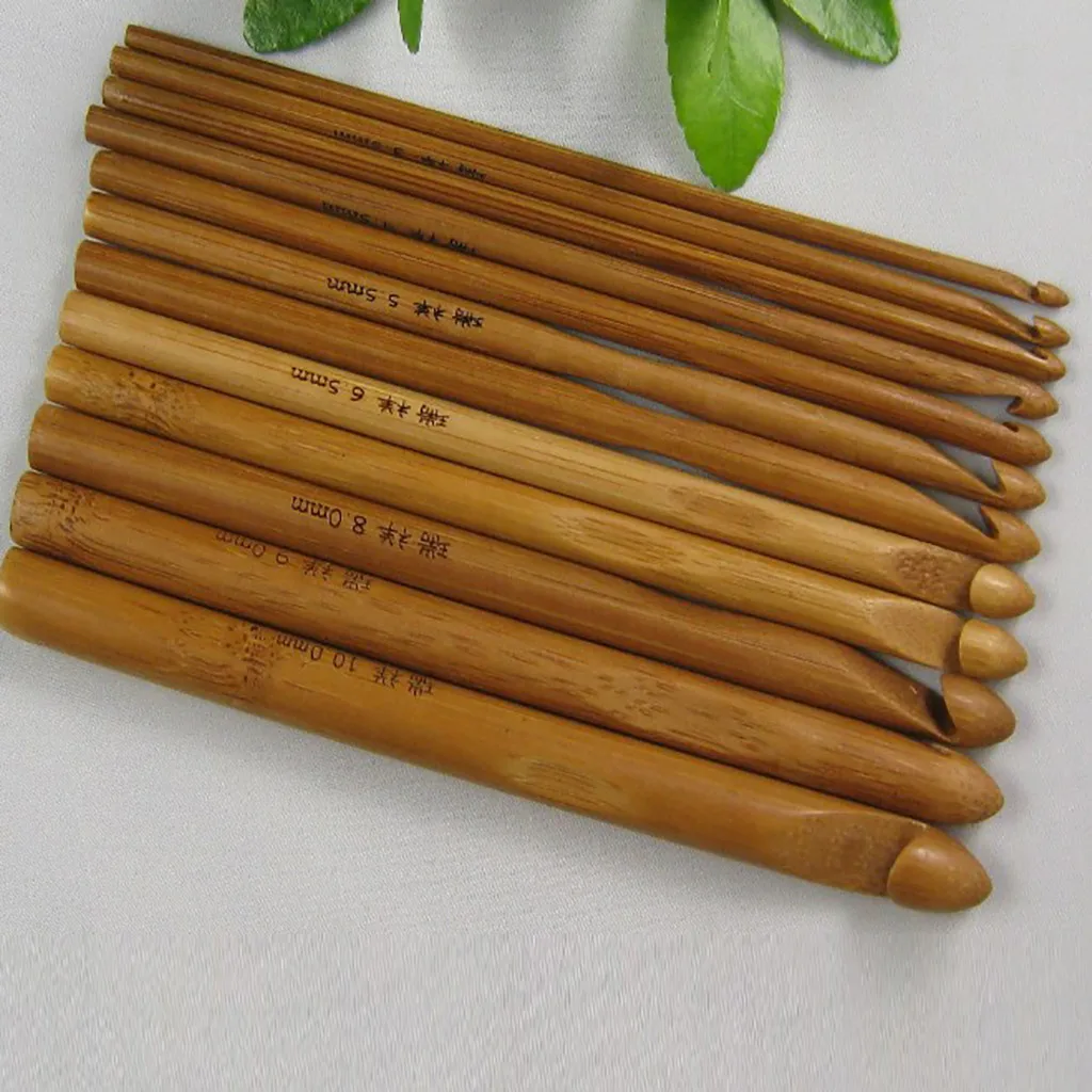 Crochet Hook Carbonized Garden Bamboo Crochet 12 Number Sweater Needle Crochet Knitting Tool Crochet Kit набор для творчества