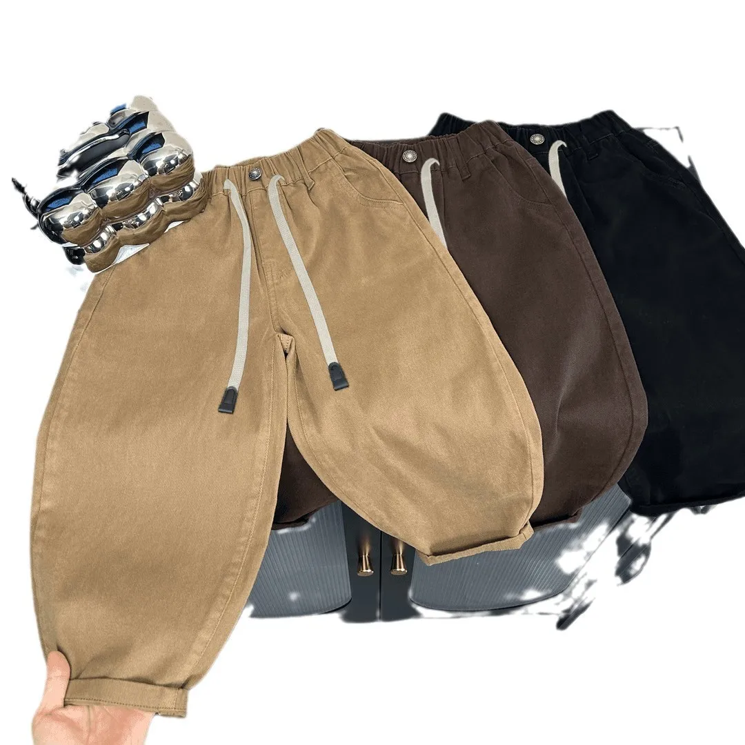 Pantalons amples coréens pour garçons, pantalons décontractés pour enfants de mi-âge, pantalons amples de travail, pantalons longs tendance pour enfants