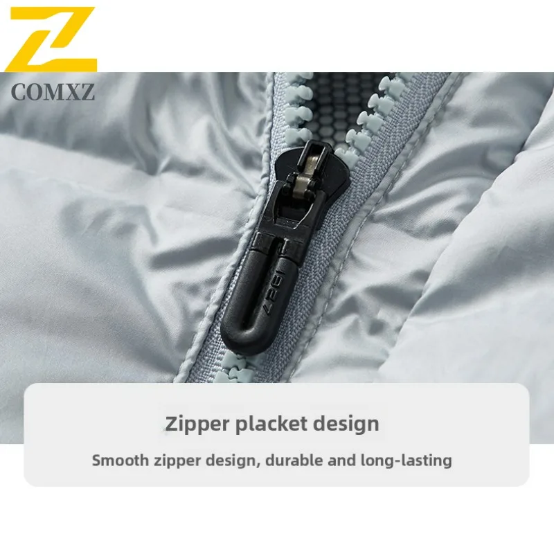 COMXZ Men Winter Down Jacket Hooded Outdoor Ski Thickened Warm Parka Cold Weather Windproof Fashion graphene Puffer Jacket 2025