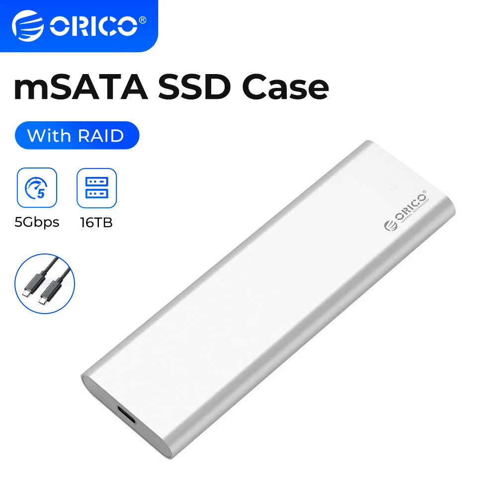 

ORICO Support Raid 0 PM 4TB Max Compatible with Windows/Linux/Mac 2 Bay mSATA SSD Case Type-C USB3.1 10Gbps Gen2 mSATA SDD