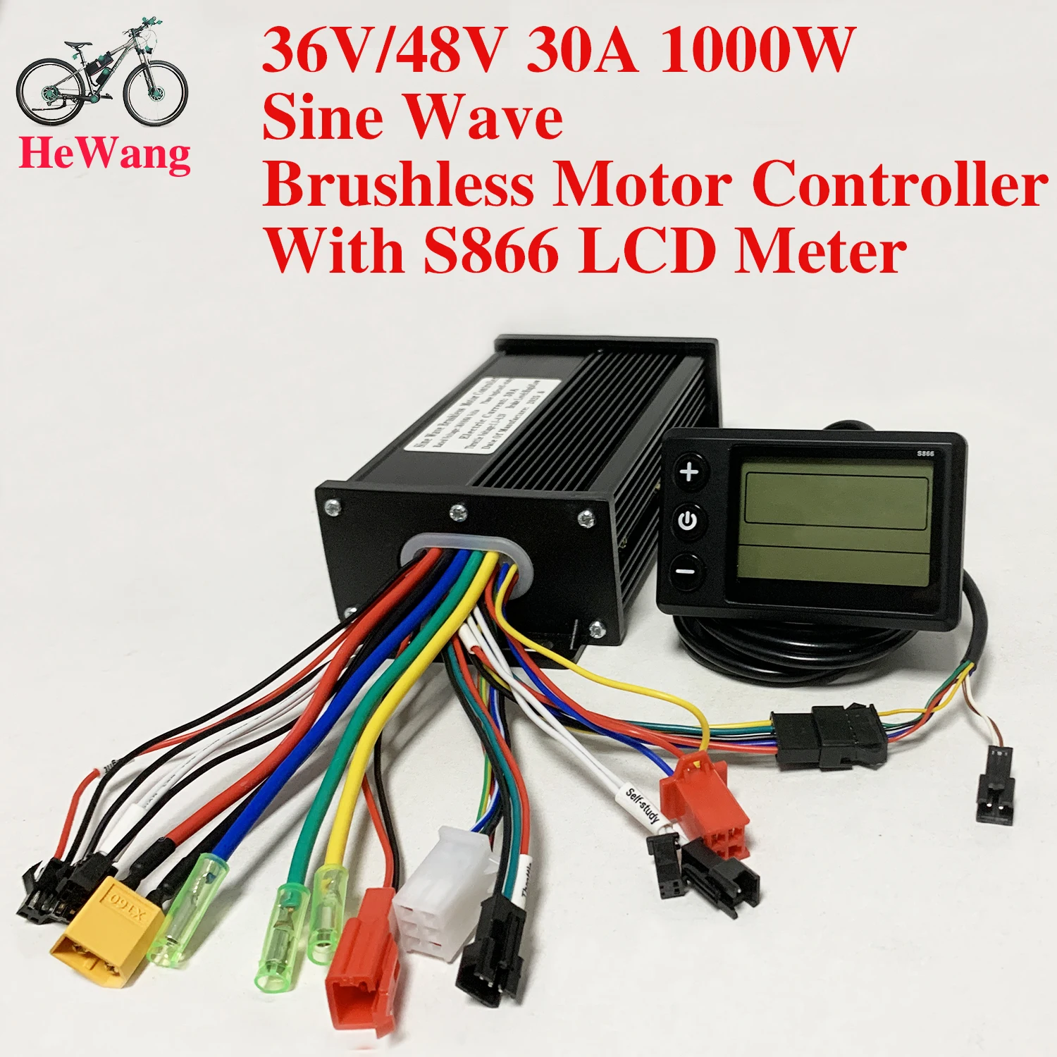 

36V/48V 500W/750W/1000W sine wave three-mode brushless motor controller MAX30A with LCD 866 display meter for e-bicycle scooter