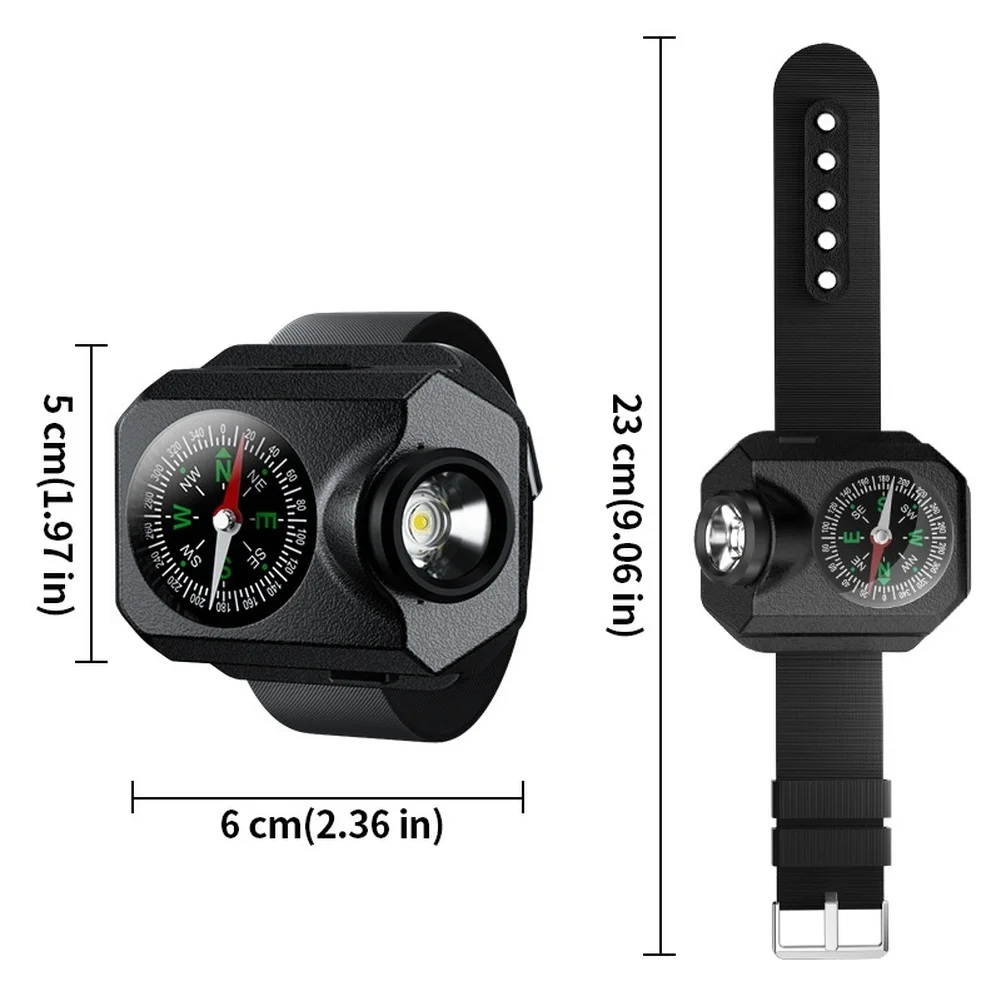 FOR COMPASS LED Wrist Light with Multiple Modes Flash SOS for Outdoor Running Hiking Camping with Type C Cable