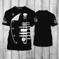 Summer fashion chef and his tools 3D print uniforms, personalized creativity, comfortable T-shirts