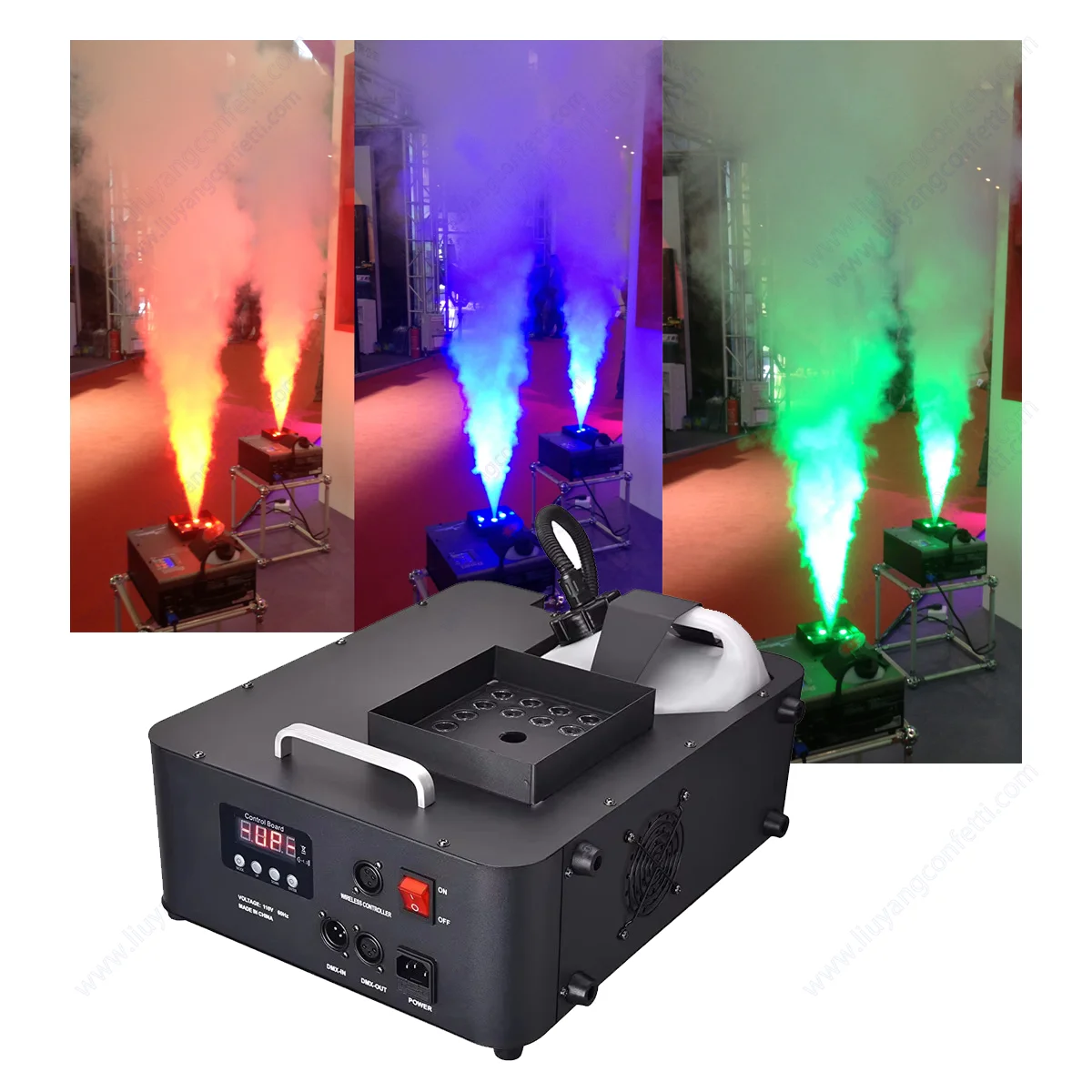 Remote Control 24x9W RGB 3in1 Color Led Up Down Shooting Fog Machine DMX Controller for DJ Club Patry KTV Concert Wedding Event