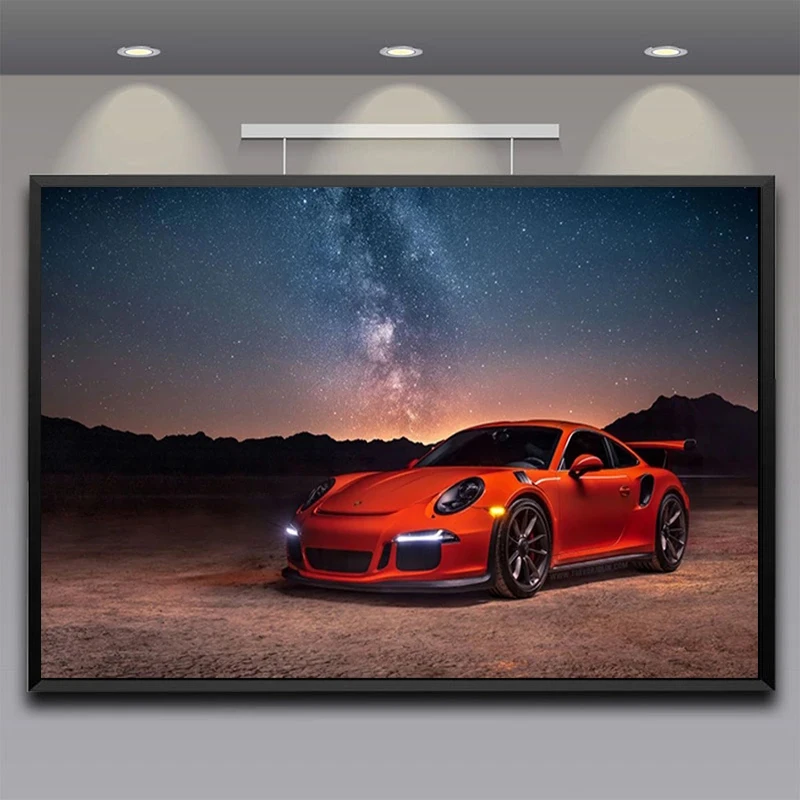 Super Car Porsche 911 GT3 RS Red Racing Car Poster Canvas Painting Wall Art Print Picture for Living Room Boy Room Home Decor