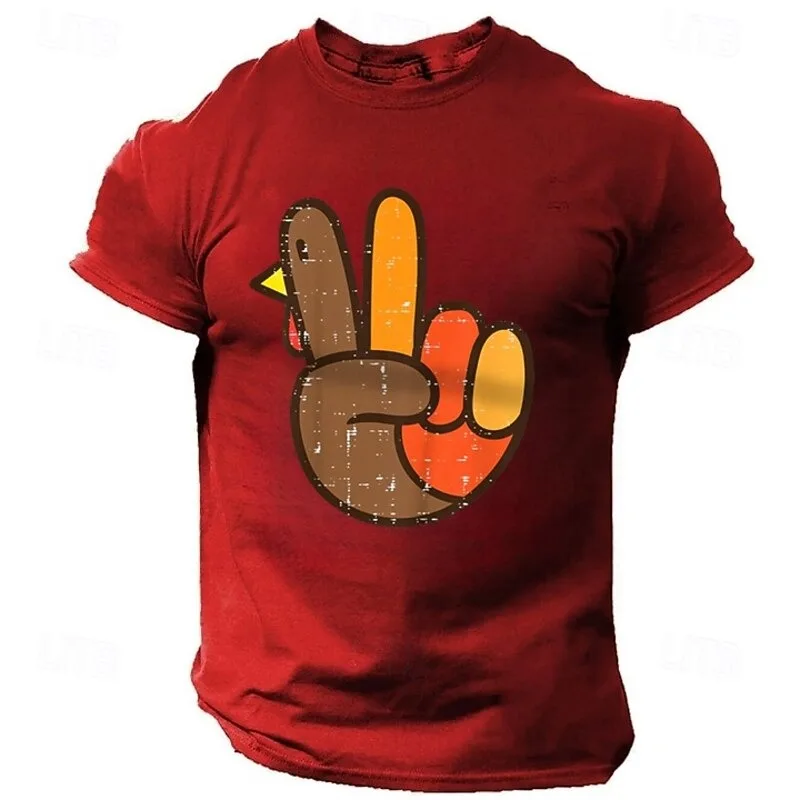 Men's rooster gesture T-shirt top summer casual comfortable T-shirt vacation street fashion designer style men oversized clothes