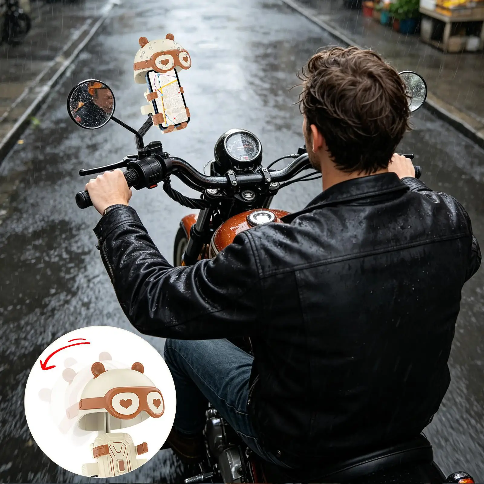 

Bicycle Phone Holder Handlebar Clamp Weather-Resistant Bicycle Phone Holder For Cycling For Navigation Video Recording Call