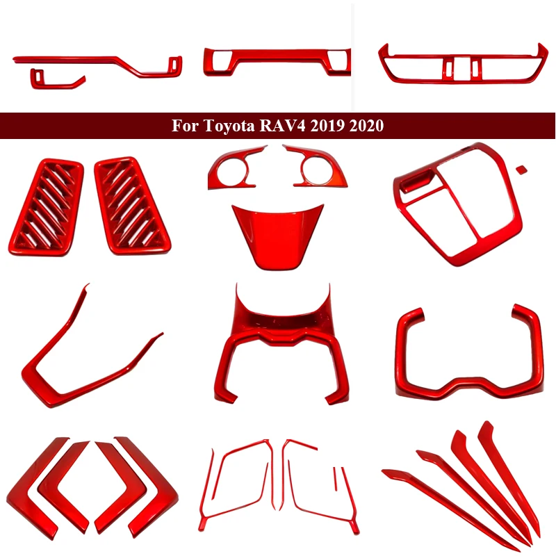 

Car Dashboard Screen frame Chrome Interior trims Car Interior RED Decoration For Toyota RAV4 RAV 4 XA50 2019 2020 2021 2022 2023