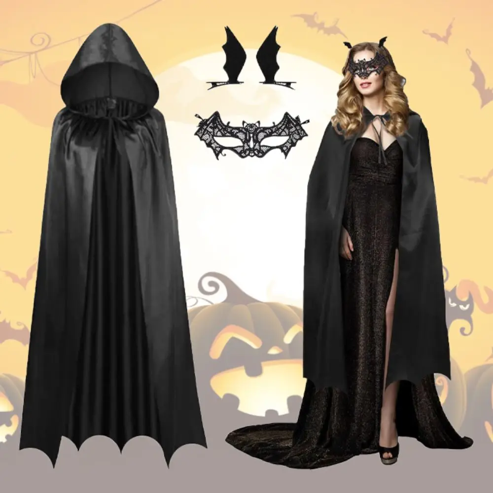 フェイスシールド 女性用 ゴーストマント ヘアピン ルース ハロウィン コスプレ衣装 ステージパフォーマンス パーティー小道具 ハロウィンマント 帽子付き