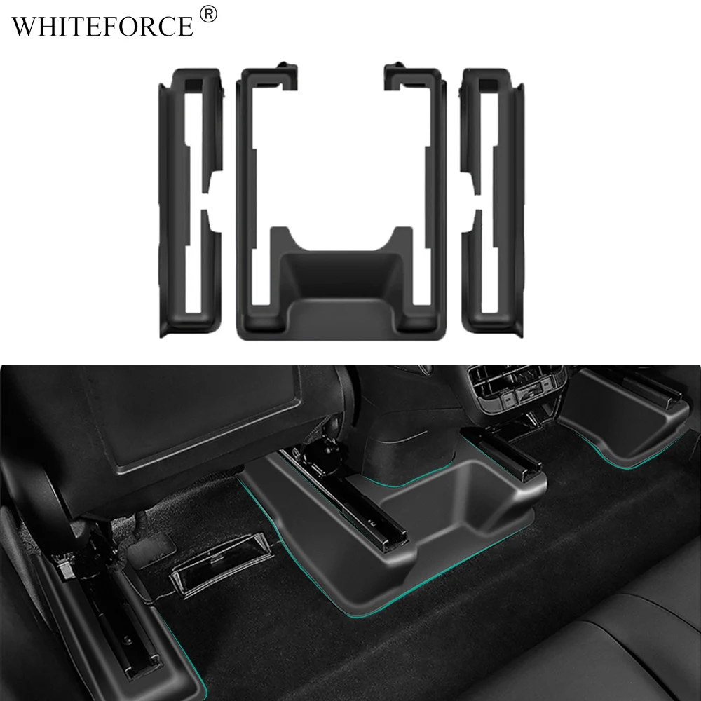 

For Tesla Model Y 2021-2023 Under Seat Carpet Protector Seat Slider Full Cover Bottom Anti-kick Pad Dirtyproof TPE Guard Trims