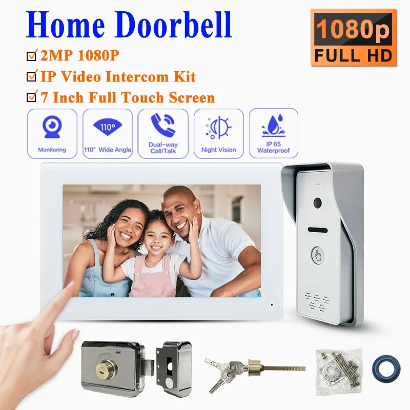 

Network cable cat5/6 Building Video Door Phone Street Panel Intercom Support Scan Ic Id Card With Monitors 7 Inch IP Villa VDP