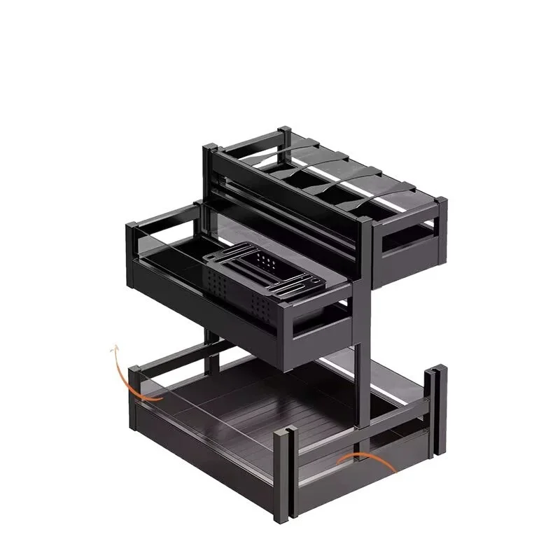 -oo Kitchen Spice Drawer Cabinet Storage Pull-out Basket Multi-functional Multi-layer Drawer-style Storage Rack for Edible Oil