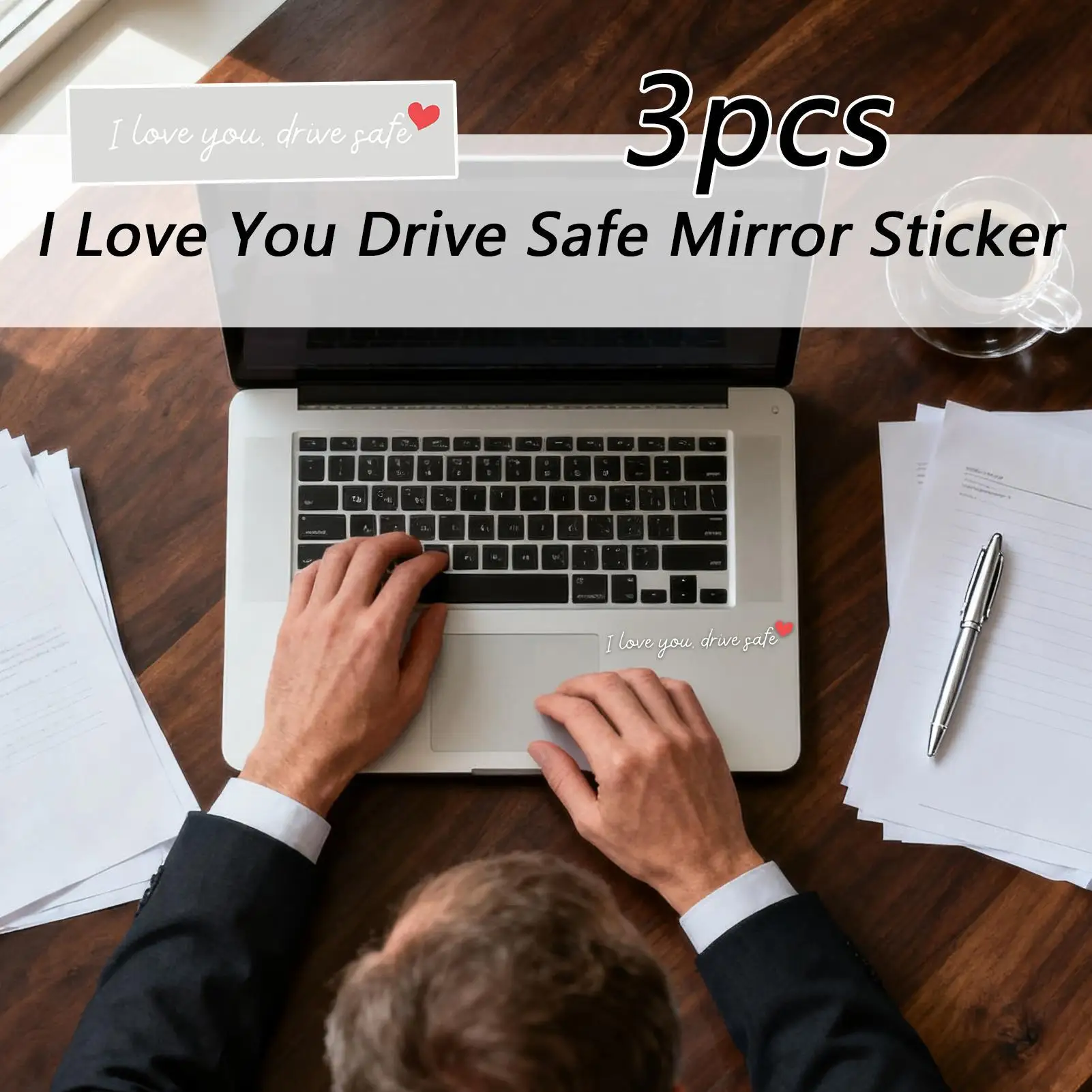 Rear View Mirror Sticker 3 Pieces Waterproof Automotive Accessories Car Stickers For Truck Laptop Interior Daily Commute Road