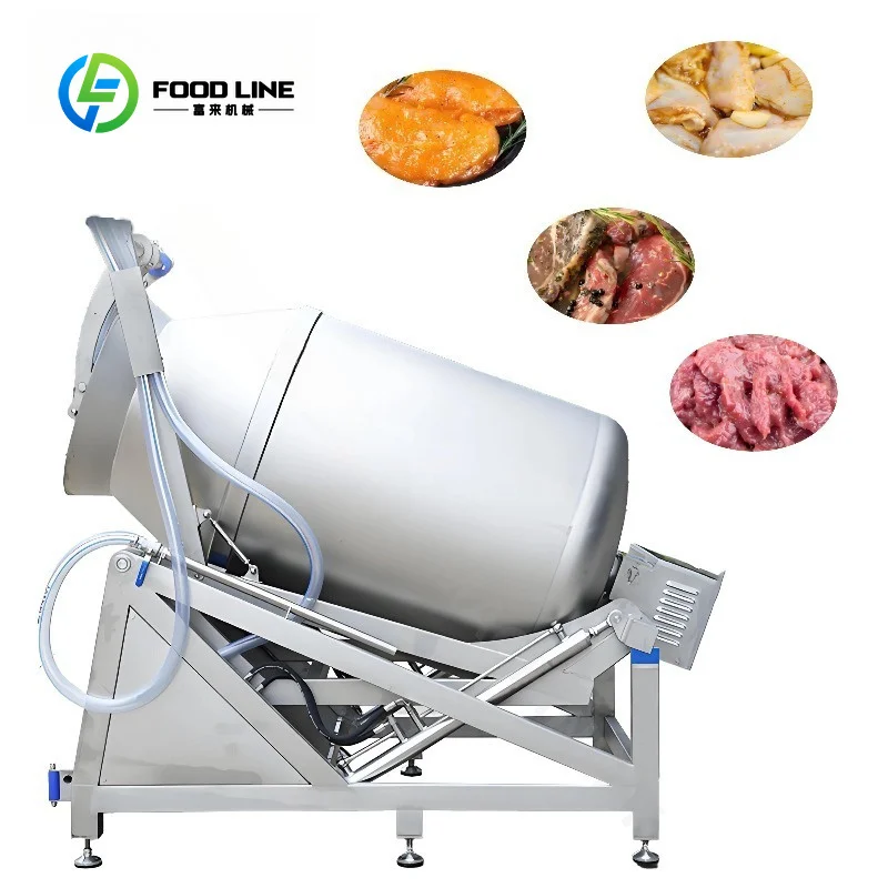 Customized meat brine absorber tumbling machine vacuum automatic tilting stainless steel for poultry processing factory