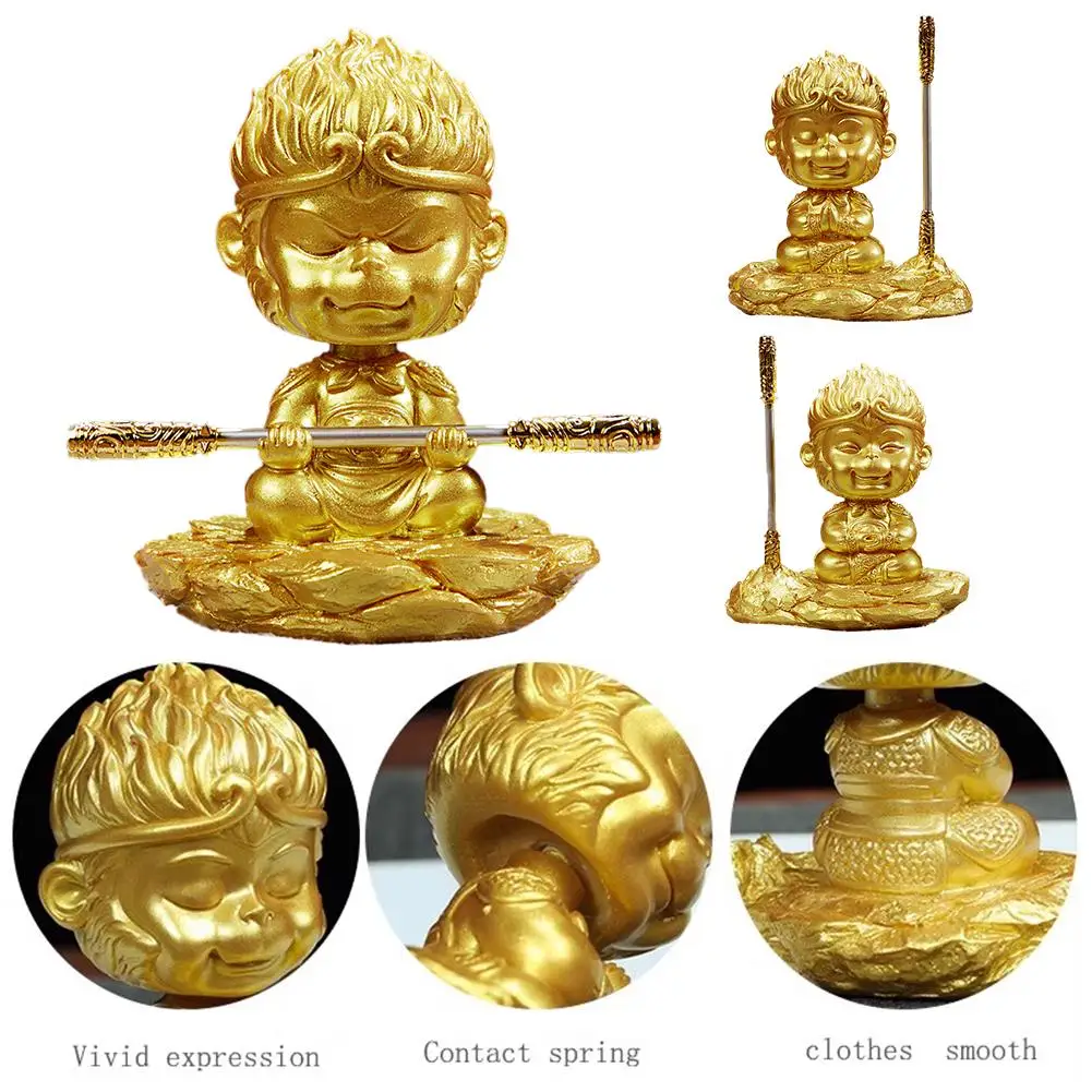 For Black Mythology Sun Figure Statue Sculpture Monkey Desktop Dashboard 2024 Ornament Cudgel with Decor Car Golden King Y7R0