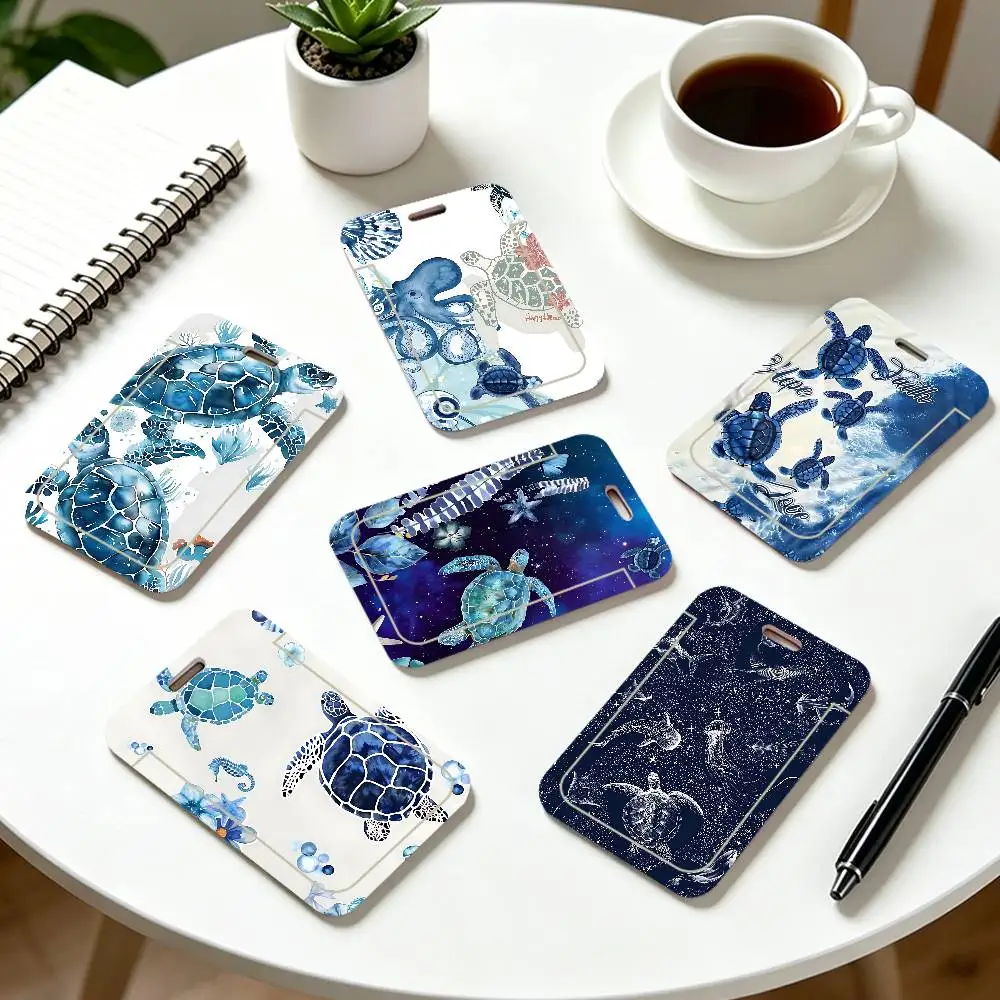 Sea Turtle Whale PVC ID Card Holder Cute Badge Holder Waterproof Card Case For Student Office Work Bus Card Cover