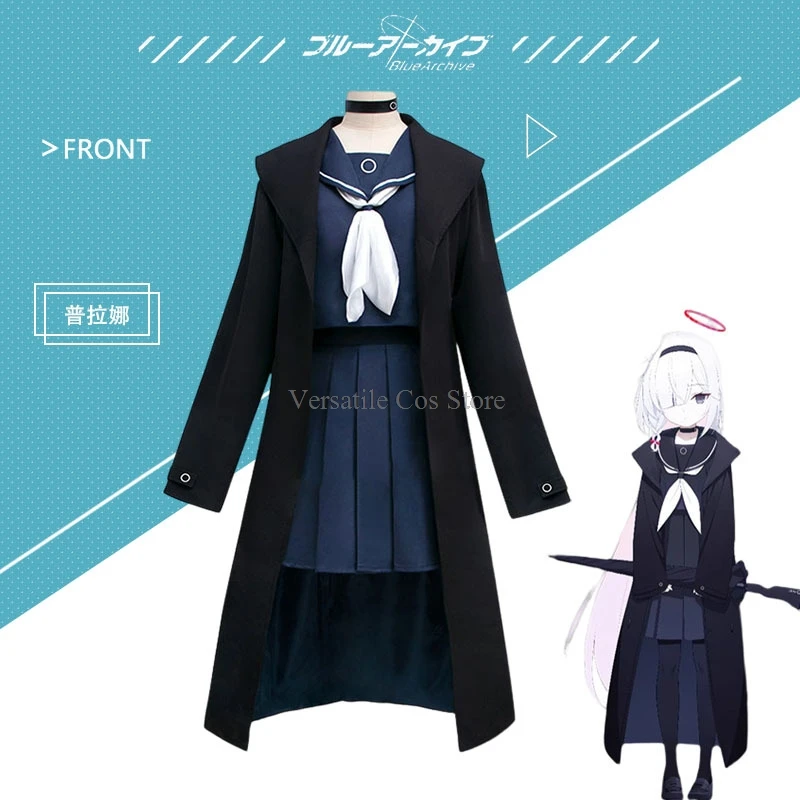 Anime Blue Archive Purana Cosplay Costume Wig Project MX Arona Jk Sailor Skirt Long Trench Coat Halloween Party Outfit for Women