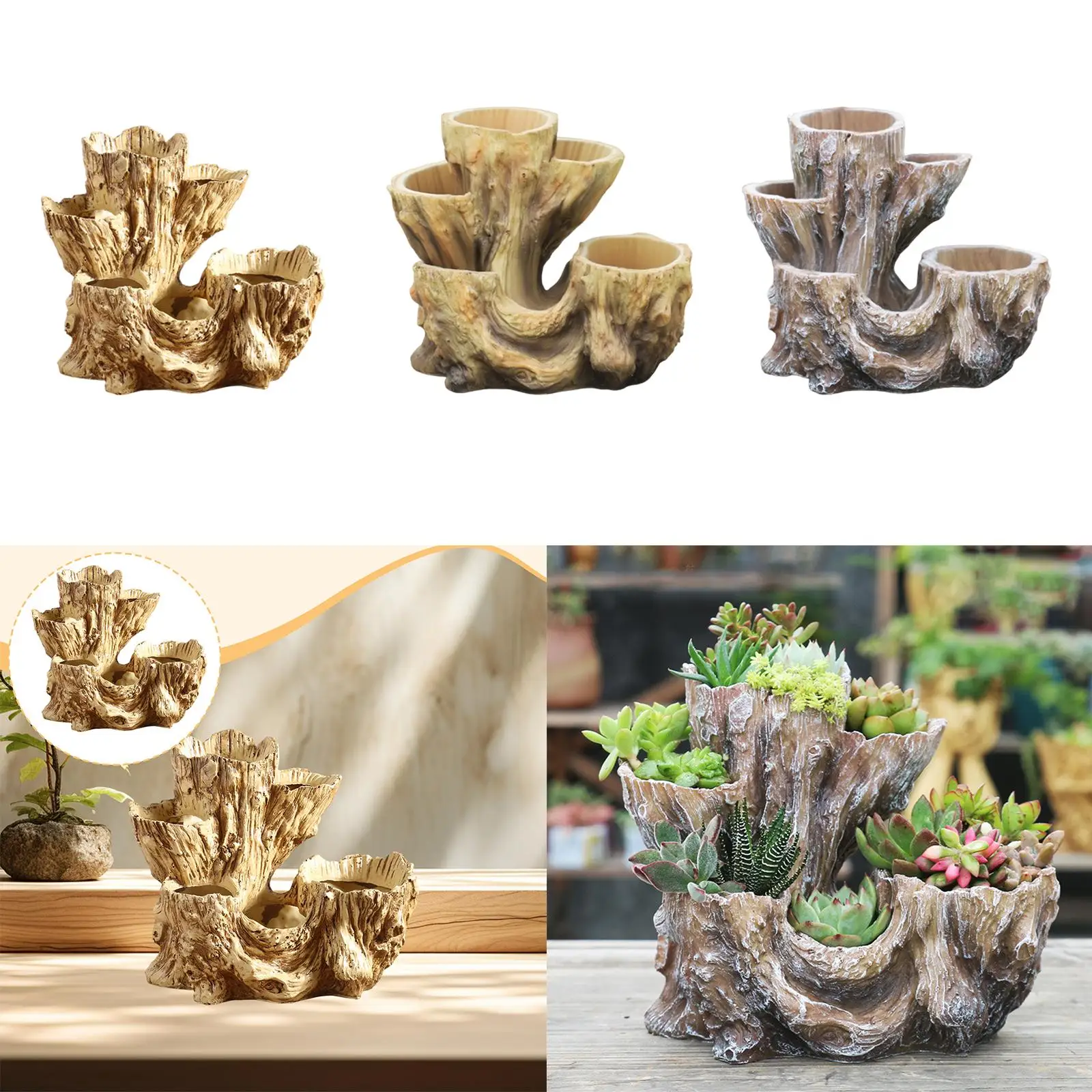 

Tree Stump Flower Pot Plant Pot Statue Outdoor Decorative Resin Ornament Flower