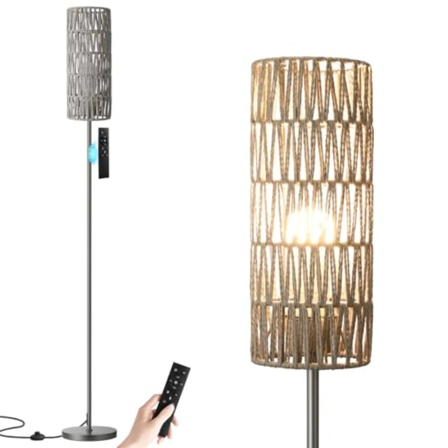

64'' Floor Lamps for Living Room with Remote Control and Stepless Dimmable Colors Temperature and Brightness Boho Grey Standing