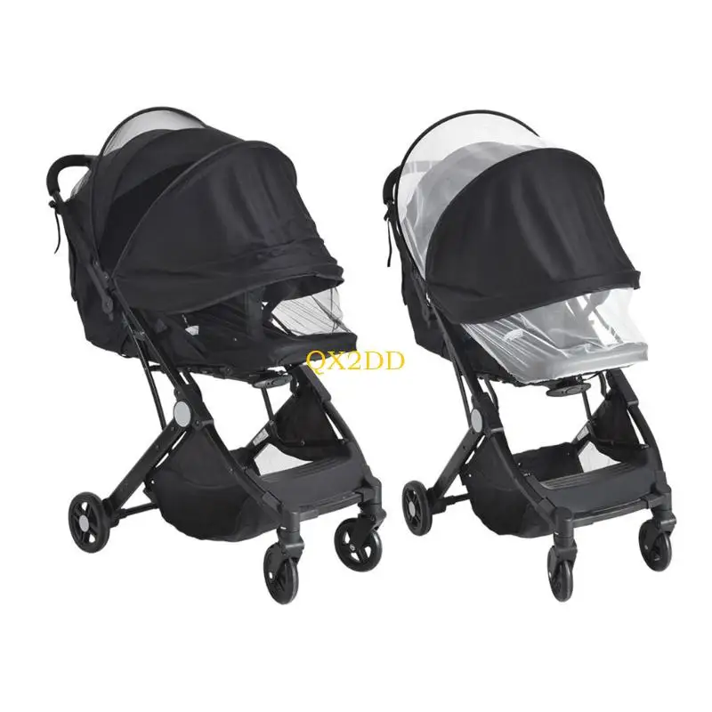 QX2D Breathable Baby Fly Net Sunshade Canopy Large Inner Space for Strollers