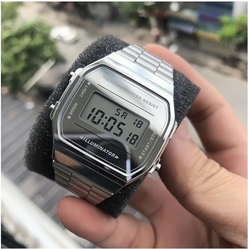 F 91W Luxe Horloge Waterdicht Retro Digitaal Roestvrij Staal Sport Militaire Horloges Mannen Vrouwen Elektronische Polshorloges Klok