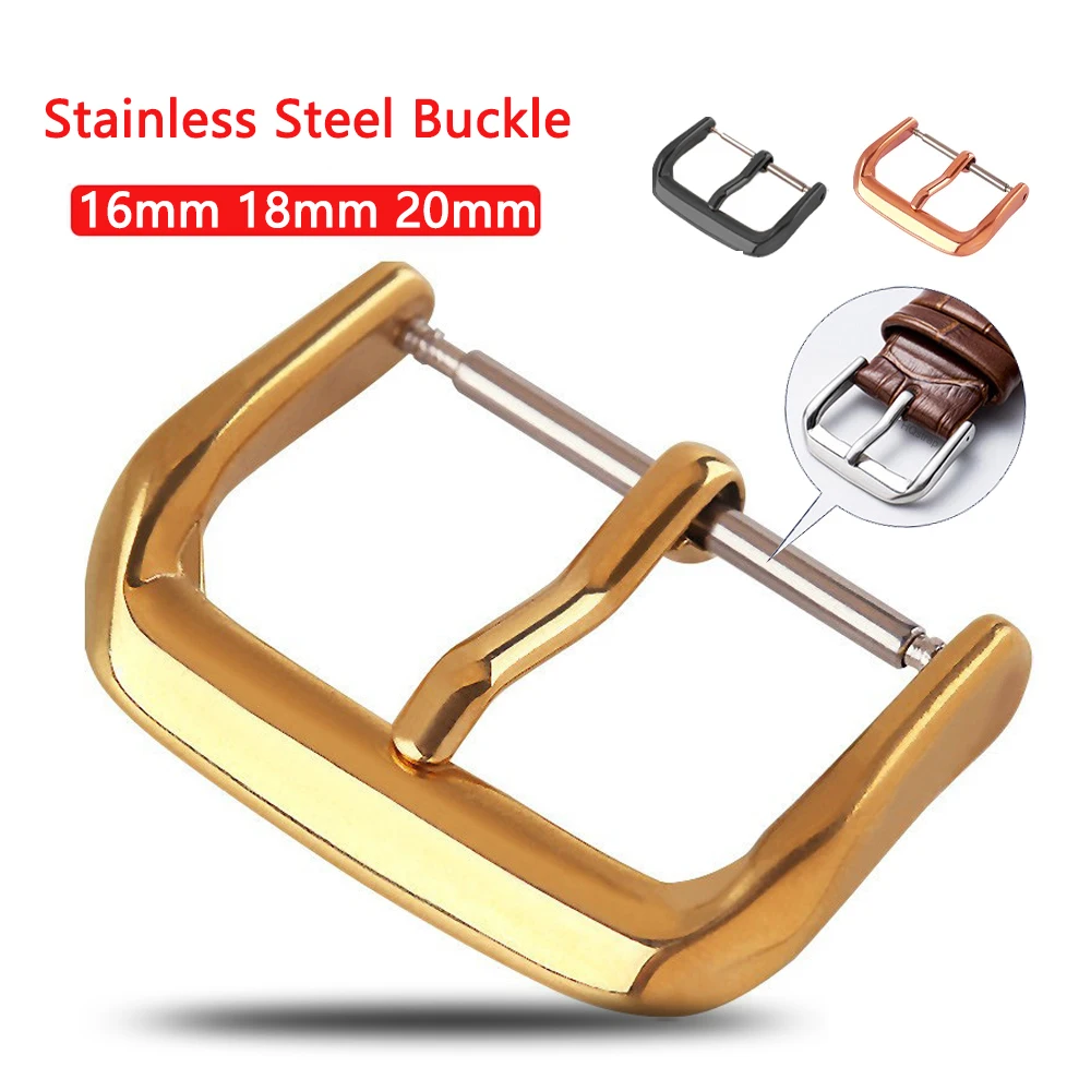 16mm 18mm 20mm Watch Buckle Stainless Steel Pin Button Metal Silver Gold Watchbands Strap Clasp Replacement Buckles Accessories