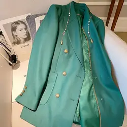 Giacca da donna doppiopetto con fibbia dorata retrò primavera autunno 2024 blazer larghi femminili da donna