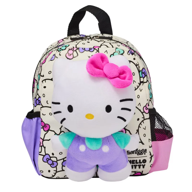 7 pçs genuíno austrália olá kitty kawaii crianças estudante mochila almoço saco watercup ombro duplo mochila criança presente da menina