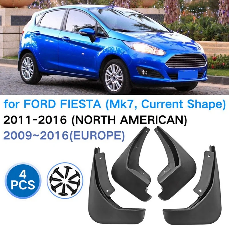 4PCS Car Mudguard Mud Flaps Splash Mud Guard Fender for Ford Fiesta Mk7 2009 2010 2011 2012 2013 2014 2015 2016 2017