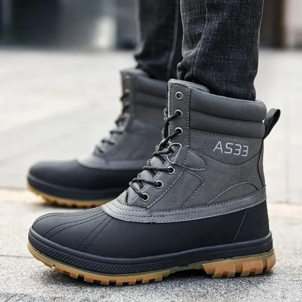 2026 في الهواء الطلق الرجال أحذية الشتاء الثلوج أحذية للرجال التدريب أحذية عمل مقاوم للماء مقاومة للانزلاق الدفء أحذية الشتاء