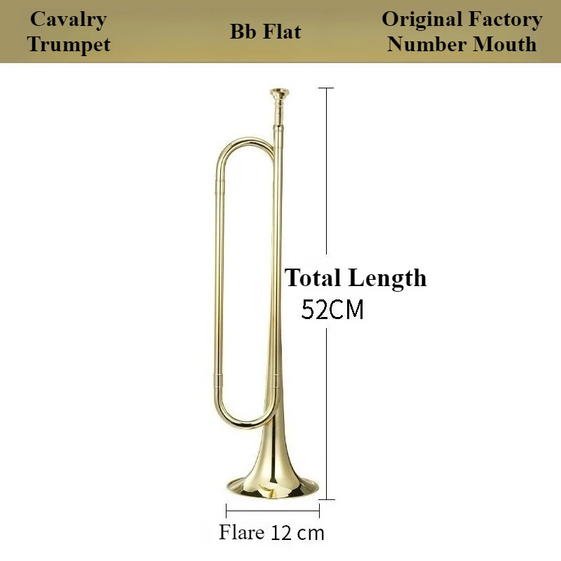 

Brass Cavalry Trumpet B Flat Student Portable Trumpet Professional Drum Horn Team Playing Bugle Practice Band Musical Instrument