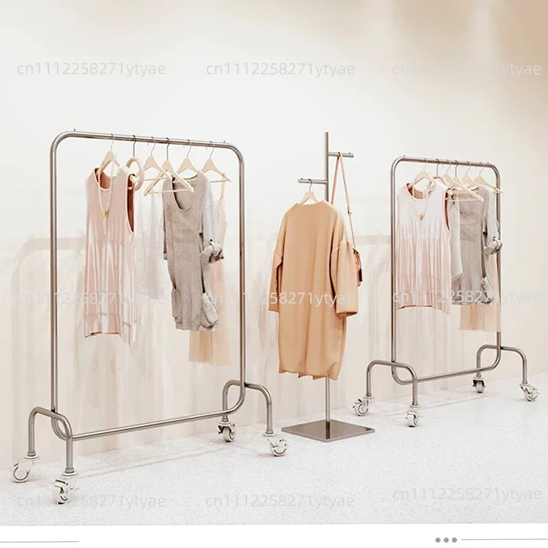 Live Streaming Clothing Store Display Rack Floor-standing Clothes Rack Stainless Steel Garment Rack Women's Clothing Store Shelf