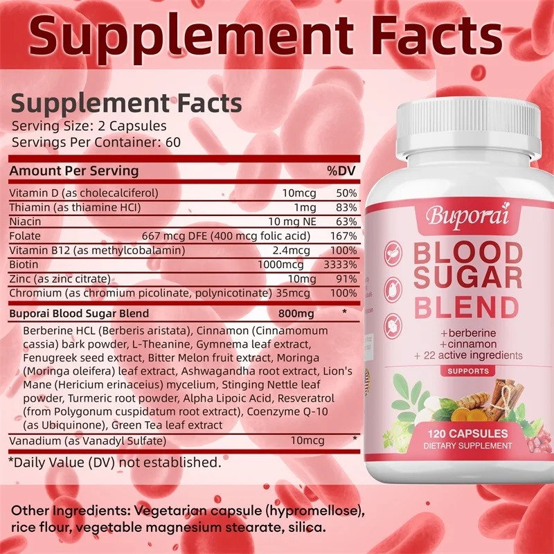 Blood Sugar Blend - Cardiovascular Support, Promote Blood Circulation, Enhance Immunity