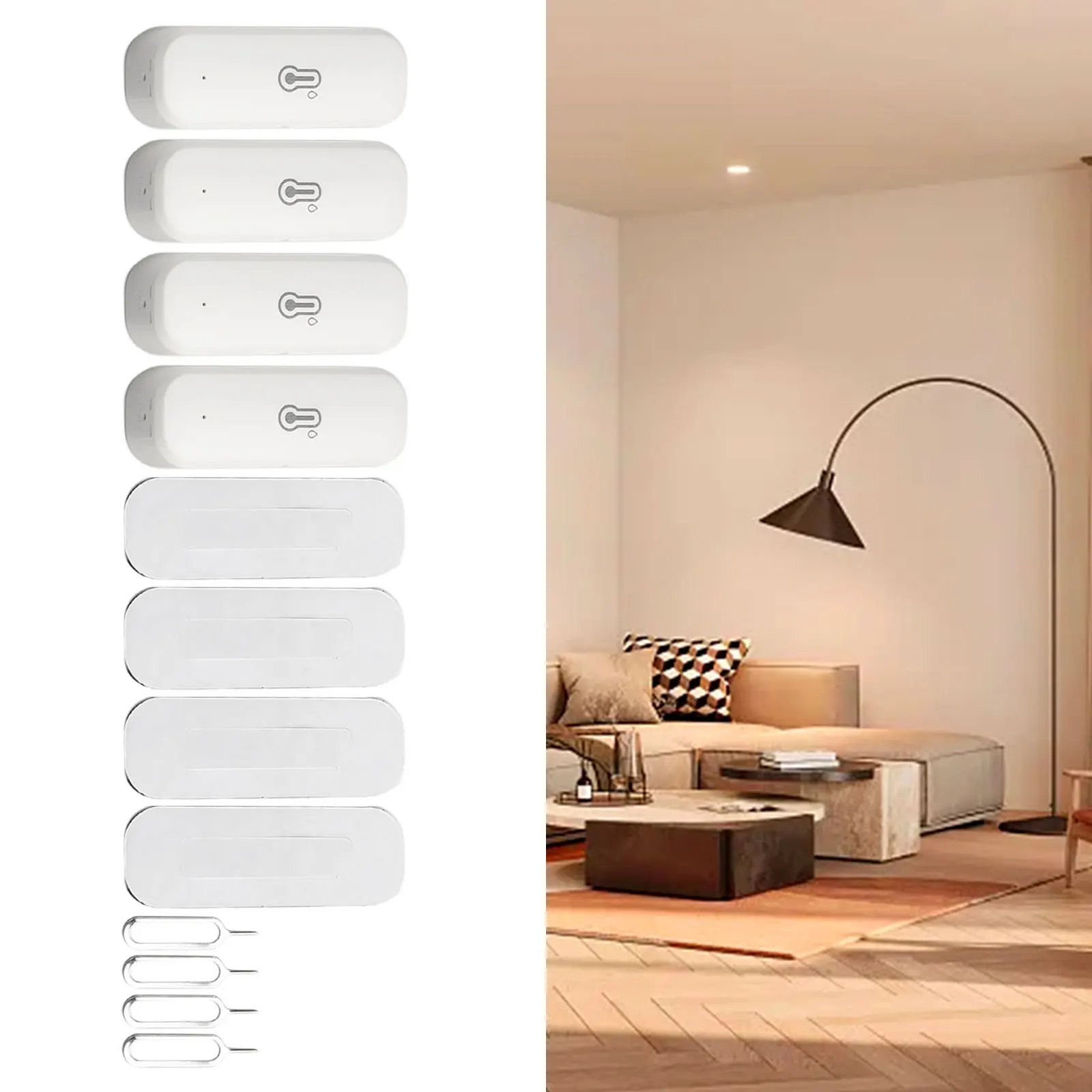 For Zigbee Compatible Wireless Temperature and Humidity Sensors 4 Pack with CSV Data Export for Detailed Analysis