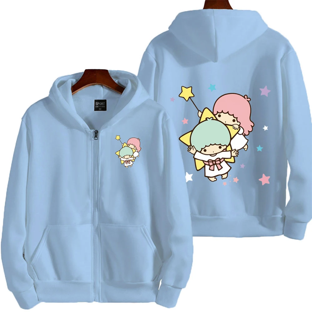 Little Twin Stars Men Zipper Hoodie Spring Autumn Fashion Women Sweatshirt 2025 New Casual Cartoon Anime Couple Jacket Coat