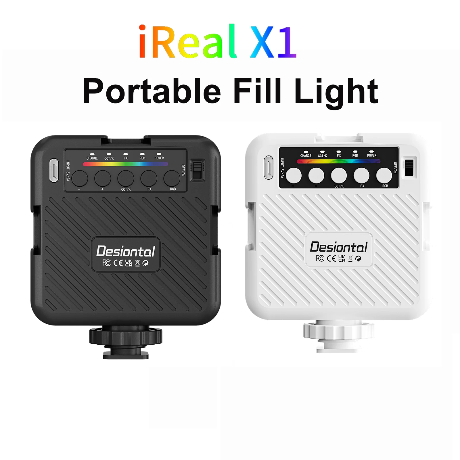 Desiontal X1 كامل اللون RGB LED الفيديو الضوئي 2500K-6500K Mini Fill 3 الحذاء البارد جبل 1500mAh Type-C شحن ضوء الكاميرا