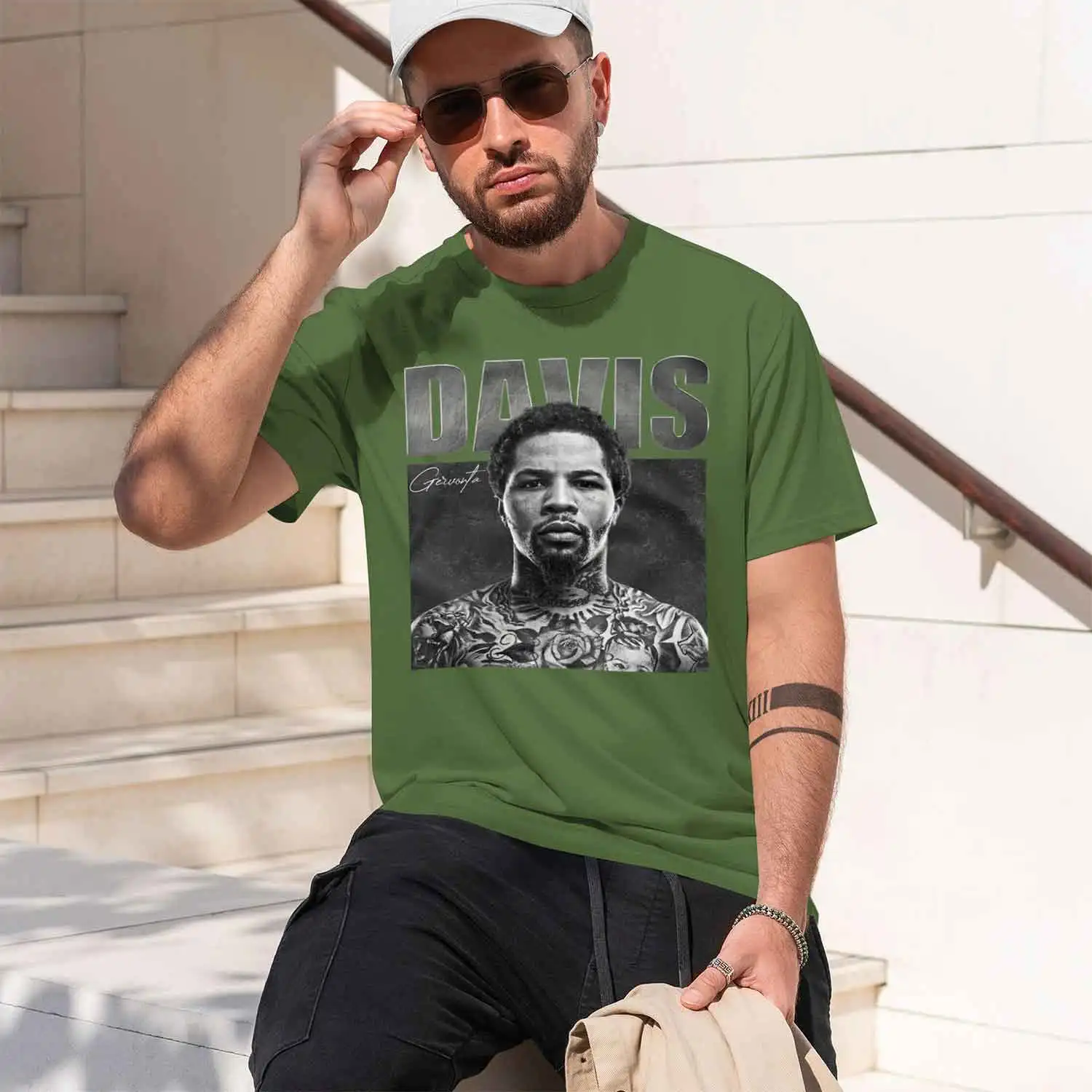 Gervonta Davis Portrait Tattooed Boxing The Boxings Ink-Fil Womens clothing men's crew neck t-shirt 2026 New Model Men’s Short-s view 6