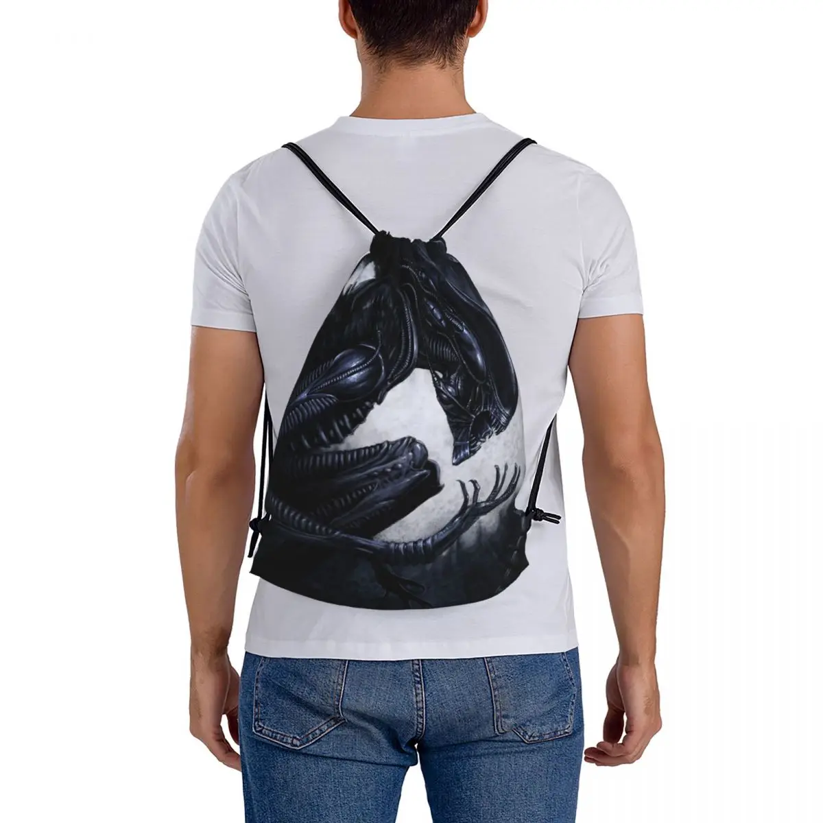 Xenomorph Alien Backpacks Fashion Drawstring Bundle Pocket Sports Bag Book Bags for Man Woman Students