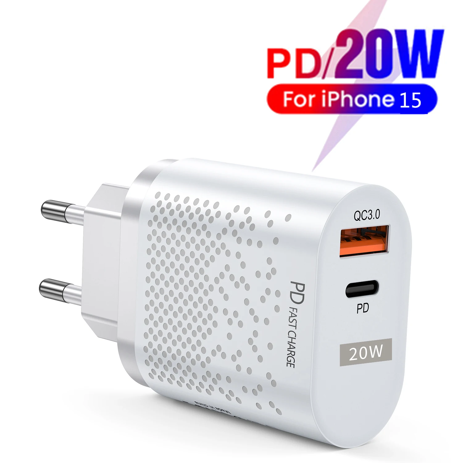 PD20W USB C Fast Charger for iPhone 15 Pro Max USB Type C Fast Charging Charger QC3.0 Quick Charger Wall Charger