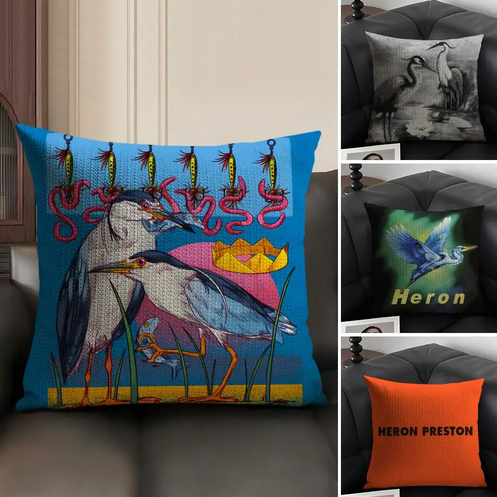 Brand H-Heron Preston Cushion Cover Summer Breathable Linen Organic Fabric Double-Sided Printing Sofa Pillow Case Home Decor