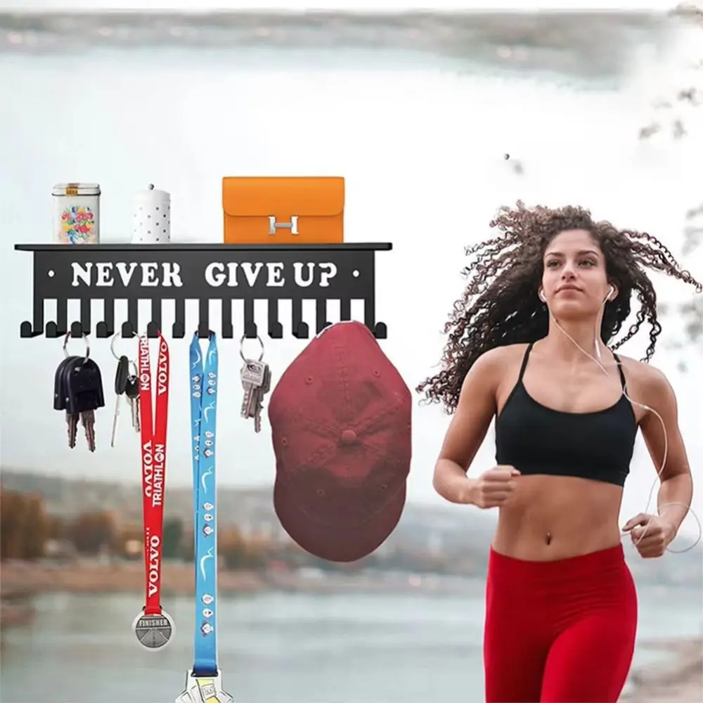 大容量メダルディスプレイラック壁掛け 15 フック付きメダルハンガーホルダー金属鉄賞オーガナイザー