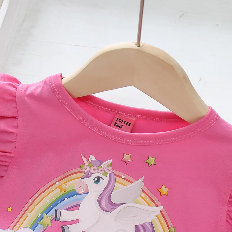 Kids Dresses for Girls Sohort Sleeve Unicorn Girls Sequins Costume Princess Dress Kids Daily Clothes image 6