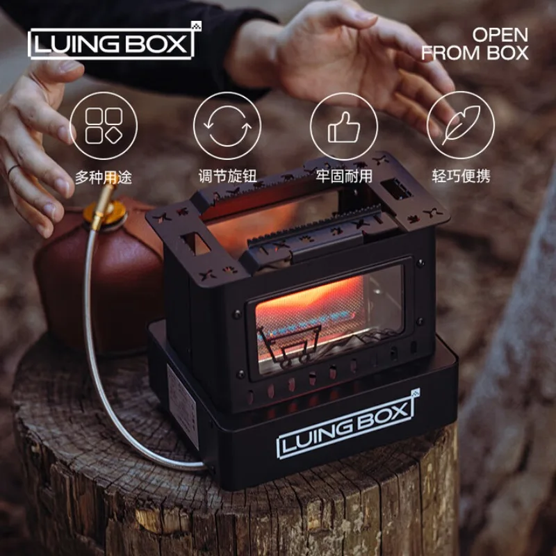 LUING BOX Camping Outdoor Retro Herd Heizung Herd Tee Kochen Split Herd Wandern Leichte Tragbare Überleben Herd Edelstahl