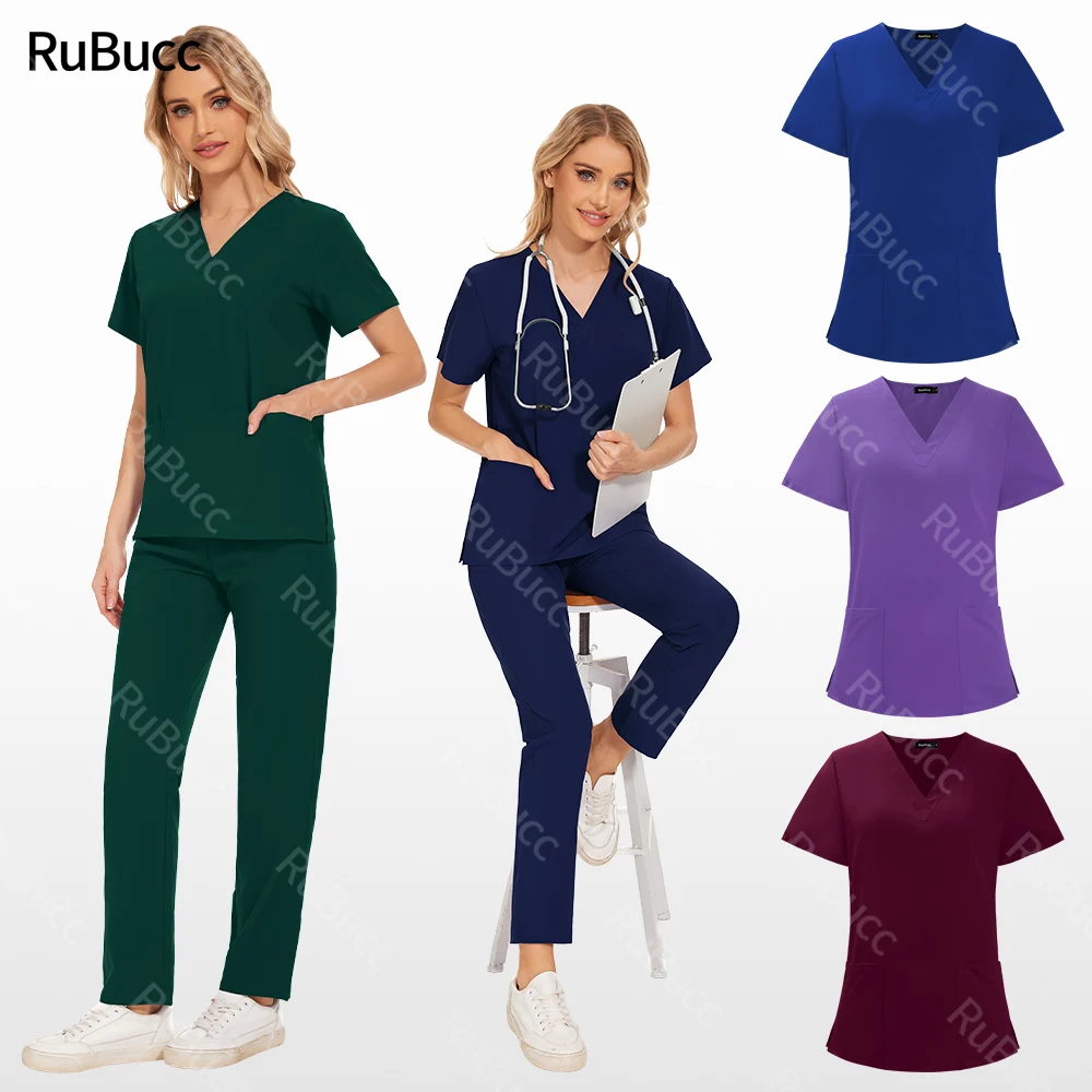 

High Quality Hospital Nurse Uniform Breathable Scrub Suit Nursing Uniforms Women Operating Room Doctor Work Sets Dentist Uniform